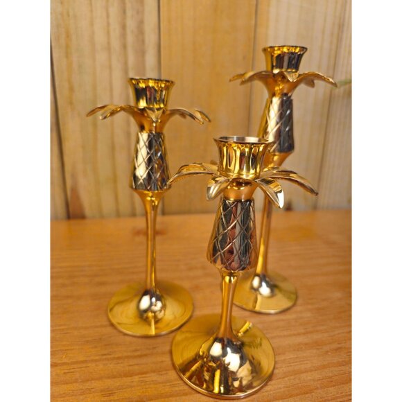 Vintage Brass Pineapple Candle Holders - Picture 8 of 11